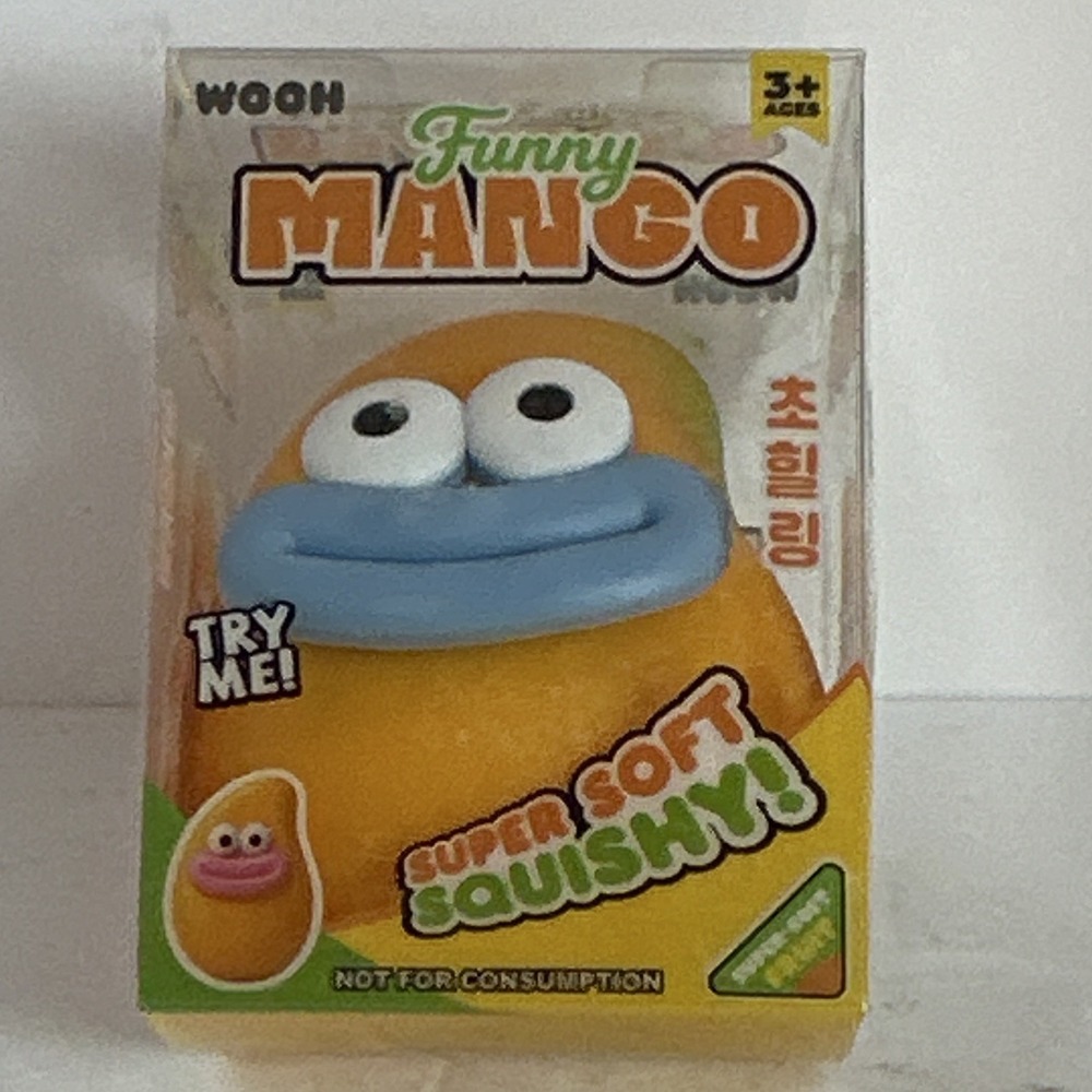 WOOH Funny Mango Super Soft Squishy Squeeze Toy, Yellow/Blue, Ages 3+
